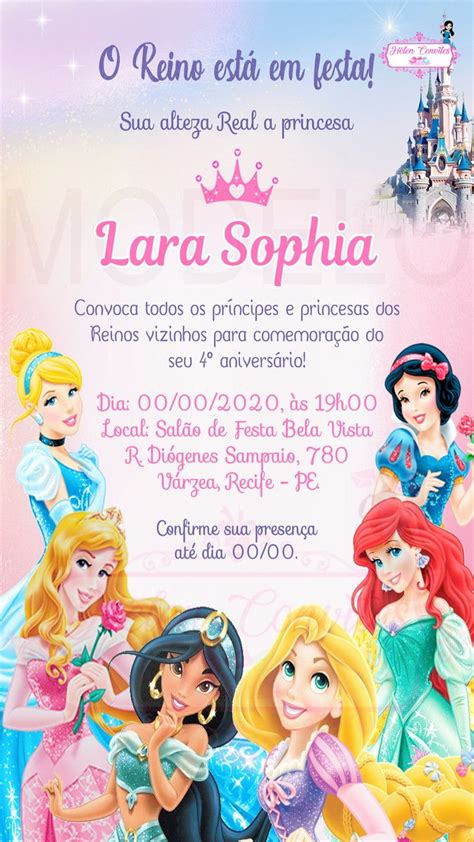 fundo convite princesas|Modelos de convites das Princesas da Disney